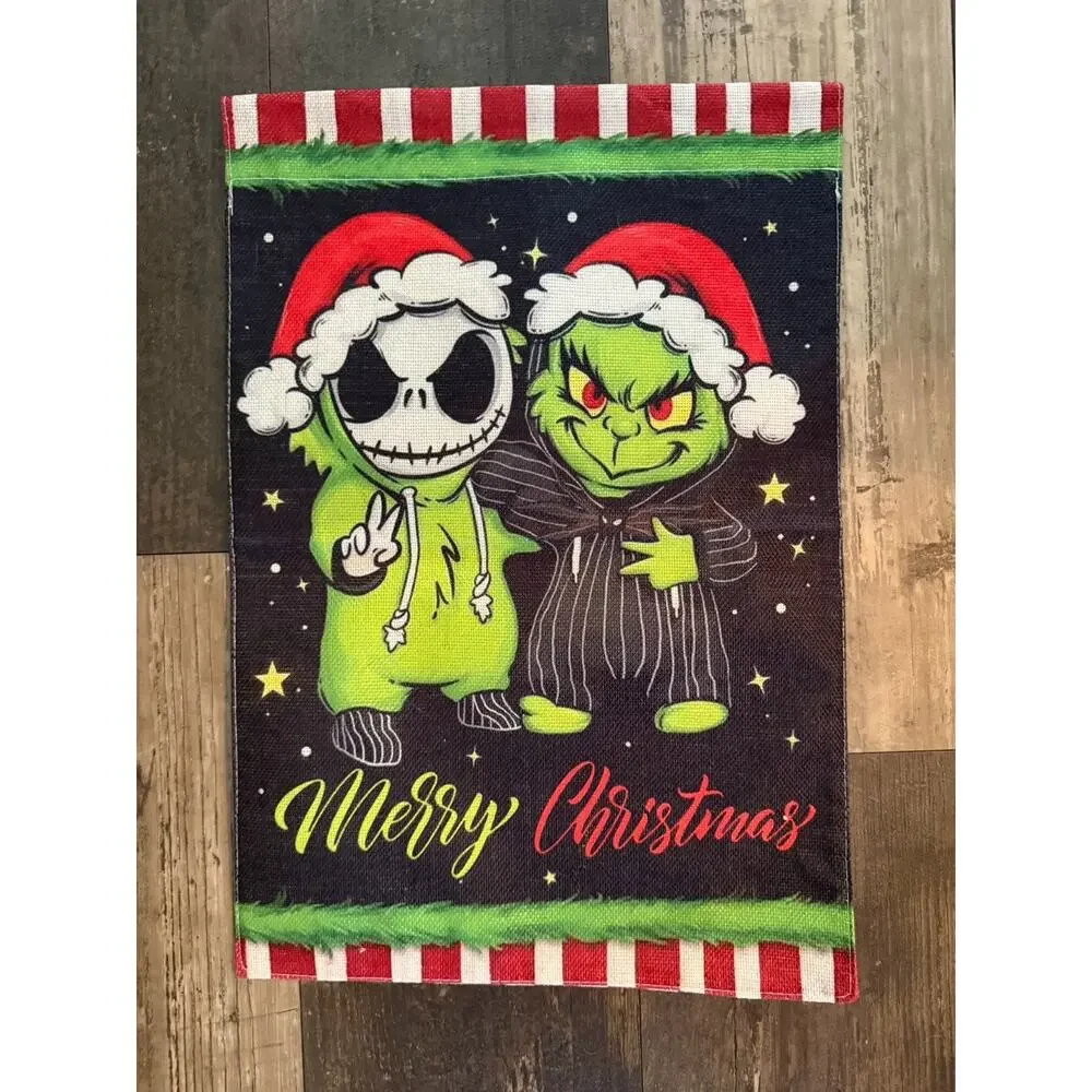 Nightmare Before Christmas Inspired Garden Flag Merry Christmas Jack Grinch